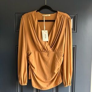 Grace Karin Women's Tan Draped Blouse